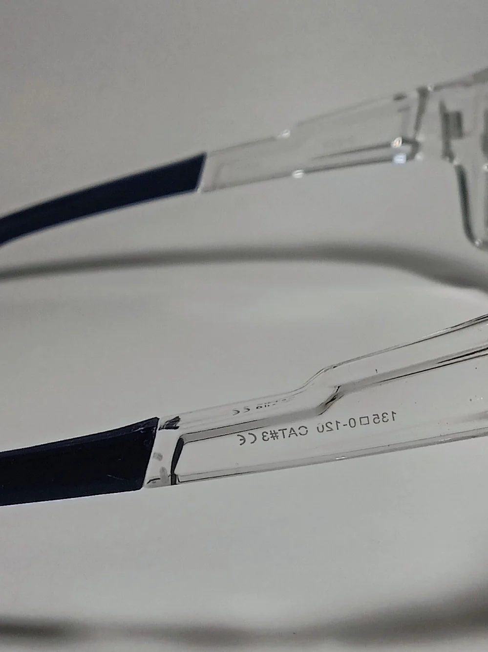 Sport Shield Sunglasses - Clear Frame with Blue Mirrored Lens - UV Protection